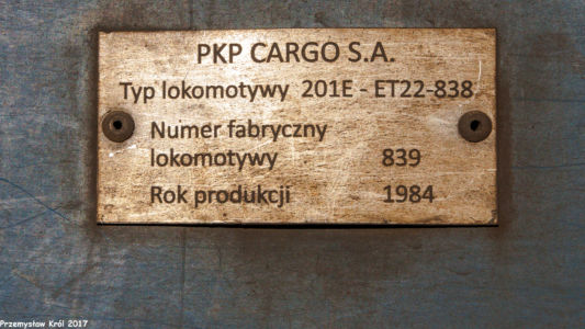 ET22-838 | Zduńska Wola Karsznice Lokomotywownia PKP Cargo