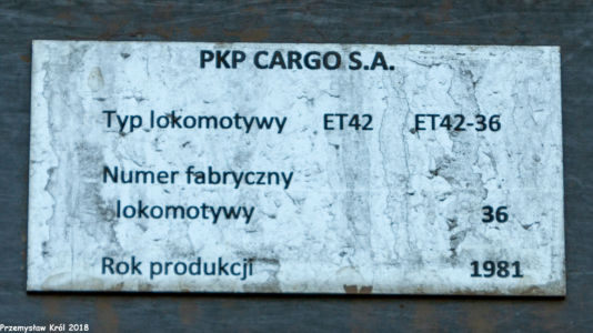 ET42-36 | Zduńska Wola Karsznice Lokomotywownia PKP Cargo