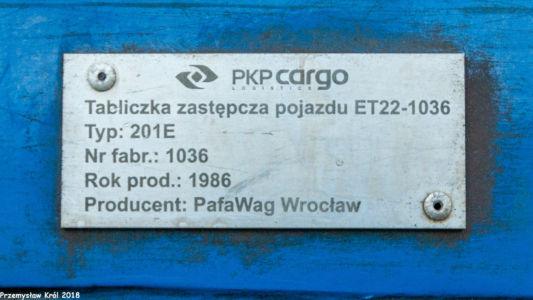 ET22-1036 | Zduńska Wola Karsznice Lokomotywownia PKP Cargo